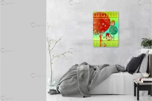 חלום מתוק 5 - נעמי פוקס משעול - תמונות צבעוניות לסלון אבסטרקט פרחוני ובוטני  - מק''ט: 84738