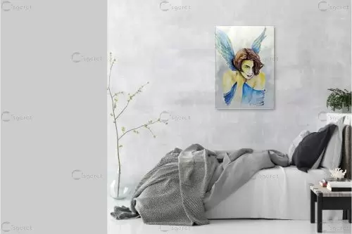 מלאך כחול - דוד סלע - איור רישום בצבע  - מק''ט: 97258
