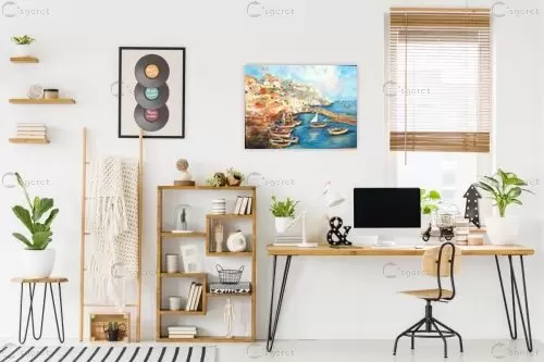 סירות במעגן(יוון) – רינה יניב | תמונה לקיר בסגנון מודרני