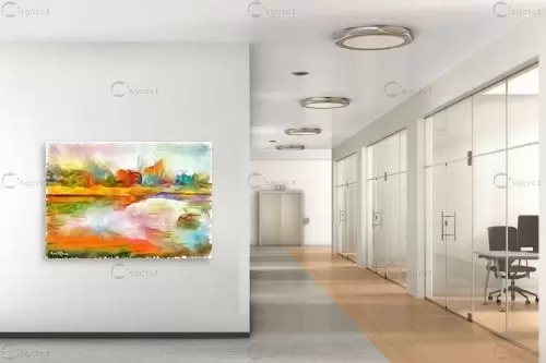 קיץ - בן רוטמן - תמונות לסלון מודרני אבסטרקט בצבעי מים  - מק''ט: 421151