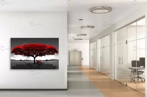 העץ האדום תמיד - Artpicked - תמונות רומנטיות לחדר שינה אבסטרקט מודרני תמונות מודרניות 2023  - מק''ט: 439531