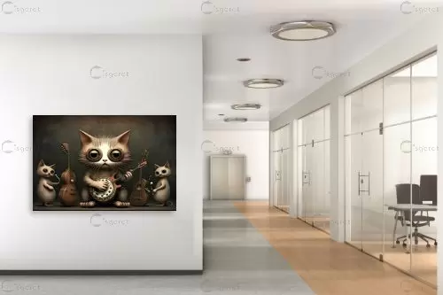 להקת חתולים - יצחק פוגל - תמונות לחדרי ילדים תמונות בעלי חיים עם בינה מלאכותית  - מק''ט: 445064