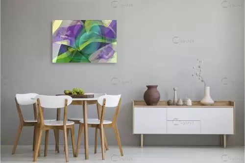 ירוק סגול - רעיה גרינברג - תמונות לסלון מודרני אבסטרקט פרחוני ובוטני  - מק''ט: 306413