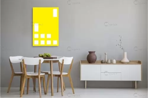 יחיד צהוב לבן - אתי דגוביץ' - תמונות בסגנון גיאומטרי אבסטרקט מודרני  - מק''ט: 146188