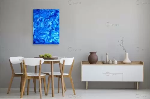 חלום בכחול ולבן - אסתר חן-ברזילי - תמונות בועות גלים ומים אבסטרקט רקעים צורות תבניות מופשטות  - מק''ט: 284227