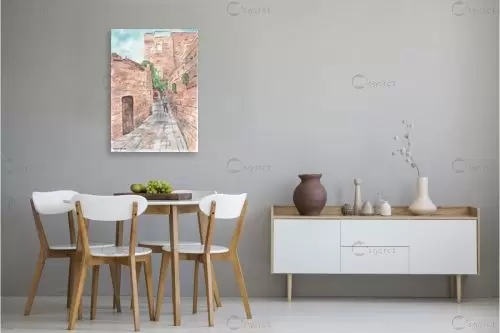יפו העתיקה - ענבל אשואל - תמונות לסלון רגוע ונעים צבעי מים  - מק''ט: 421010