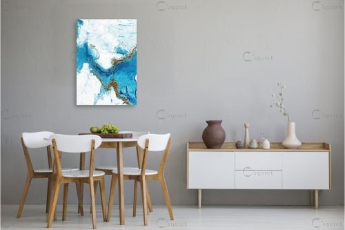 שמיים כחולים וזהב מופשט - Artpicked - תמונות ים ושמים לסלון אבסטרקט מודרני סטים בסגנון מודרני  - מק''ט: 440187