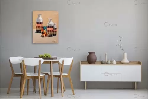 Persimmons and vases – Anna Forsuk | תמונה לקיר בסגנון מודרני