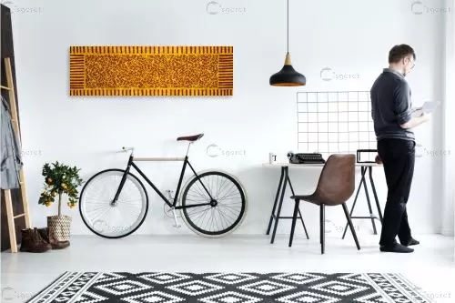 עיגולים בתנועה חרדל חום – ורד דיין | תמונה לקיר בסגנון מודרני