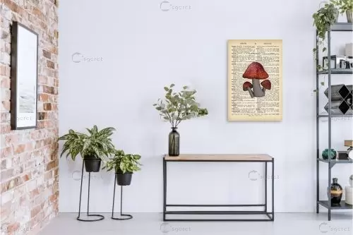 3 פיטריות רטרו על טקסט - Artpicked - תמונות למטבח כפרי פרחים בסגנון רטרו  - מק''ט: 330260