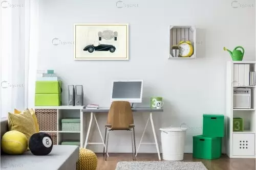 מכונית וינטג' שחורה - Avery Tillmon - תמונות לחדרי תינוקות חדרי ילדים  - מק''ט: 385591