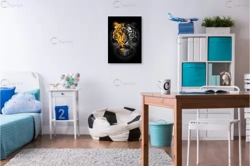 נמר שחור לבן זהב – Artpicked | תמונה לקיר בסגנון מודרני