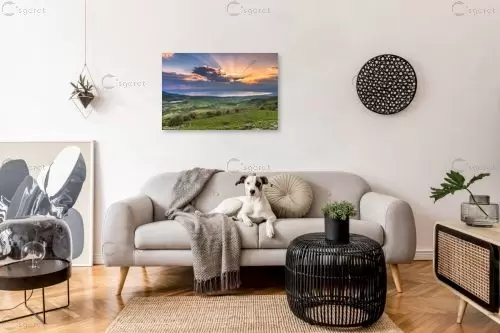 הכנרת מאירה... – מיכאל שמידט | תמונה לקיר בסגנון כפרי