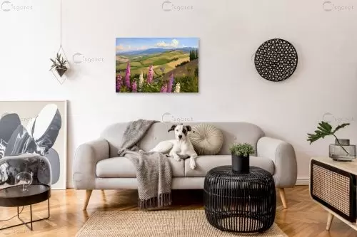 תורמוסים והרי הגליל – גנה ליטמן | תמונה לקיר בסגנון כפרי