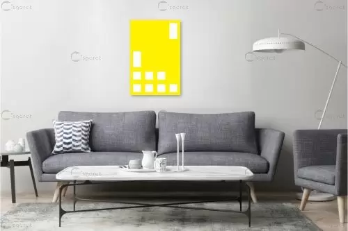 יחיד צהוב לבן - אתי דגוביץ' - תמונות בסגנון גיאומטרי אבסטרקט מודרני  - מק''ט: 146188