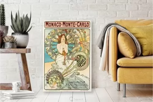 Monaco monte carlo - אלפונס מוכה - תמונות וינטג' לסלון פוסטרים בסגנון וינטג'  - מק''ט: 240363