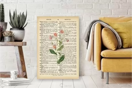 פרח ורוד רטרו על טקסט - Artpicked - פרחים בסגנון רטרו  - מק''ט: 330213
