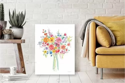 פרחי שמש - Danhui Nai - תמונות לסלון רגוע ונעים איור רישום בצבע  - מק''ט: 390003