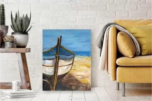 חוף מבטחים - רחל אלון - תמונות קלאסיות לסלון ציורי שמן  - מק''ט: 409726
