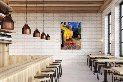 מרפסת בית הקפה בלילה - וינסנט ואן גוך - תמונות קלאסיות לסלון ציורי שמן  - מק''ט: 226275
