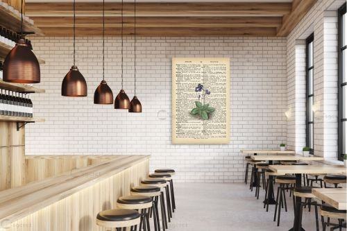 פרח סגול ירוק רטרו טקסט – Artpicked | תמונה לקיר בסגנון כפרי