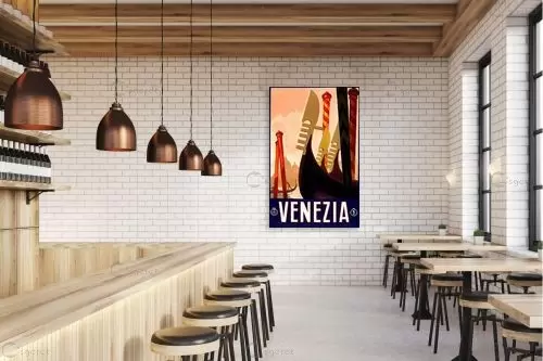 ונציה רטרו - Artpicked Modern - תמונות לפינת אוכל רטרו וינטג' פוסטרים בסגנון וינטג' כרזות וינטג' של מקומות בעולם  - מק''ט: 438941