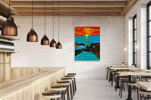 שקיעה בראש הנקרה – אסתר חן-ברזילי | תמונה לקיר בסגנון כפרי