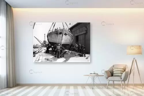 תל אביב 1937 אוניה במבדוק - דוד לסלו סקלי -  - מק''ט: 141844