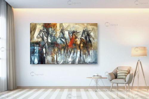 מירוץ סוסים – בן רוטמן | תמונה לקיר בסגנון מופשט