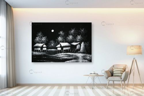 כפר אפריקאי - משה יפה - תמונות לסלון כפרי תמונות שחור לבן  - מק''ט: 156767