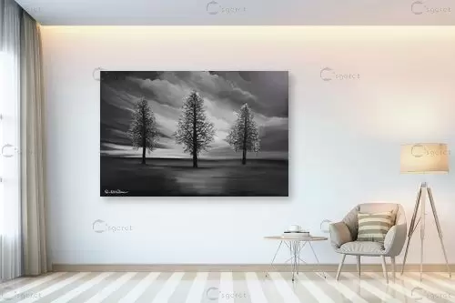 עצים בלילה - רוני רות פלמר - תמונות לסלון מודרני  - מק''ט: 224883