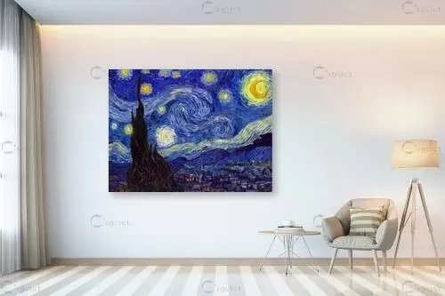 ליל כוכבים Starry night - וינסנט ואן גוך - תמונות קלאסיות לסלון ציורי שמן  - מק''ט: 226244