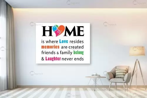 Home Where Love Resides - מסגרת עיצובים - מדבקות קיר משפטי השראה טיפוגרפיה דקורטיבית  - מק''ט: 240707