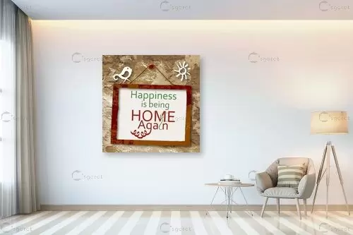 Happiness Being Home - מסגרת עיצובים - תמונות וינטג' לסלון טיפוגרפיה דקורטיבית  - מק''ט: 240725