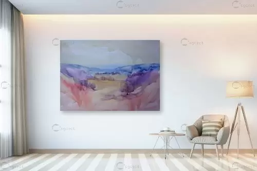 עמק - אורן יבנין - תמונות לסלון רגוע ונעים אבסטרקט בצבעי מים  - מק''ט: 257870
