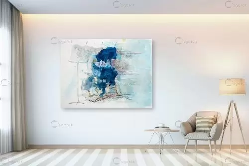 albero blue - ליה מלחי - תמונות לסלון רגוע ונעים אבסטרקט בצבעי מים  - מק''ט: 303187