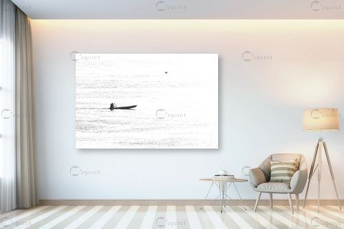 דייג וציפור - מאיר בר-אל - סלון בסגנון מינימליסטי אלמנטים מהים  - מק''ט: 306352