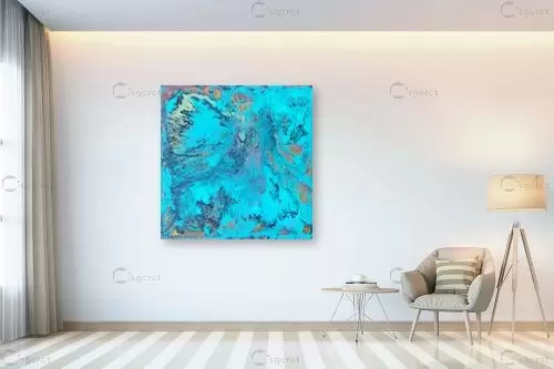 זוג - אירית שרמן-קיש - חדר שינה כחול עמוק אבסטרקט רקעים צורות תבניות מופשטות  - מק''ט: 319011
