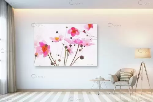 זר  - נעמי עיצובים - תמונות לסלון רגוע ונעים תבניות של פרחים וצמחים תמונות בחלקים  - מק''ט: 329531