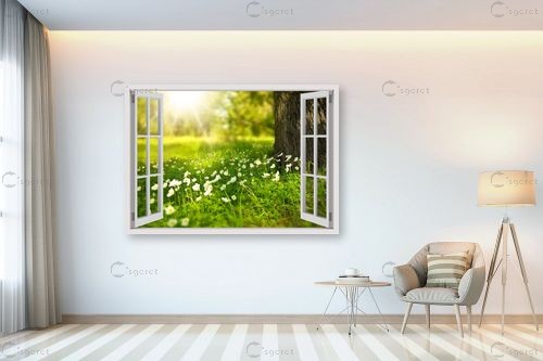 שדה חלומות מבעד חלון – Artpicked Windows | תמונה לקיר בסגנון כפרי