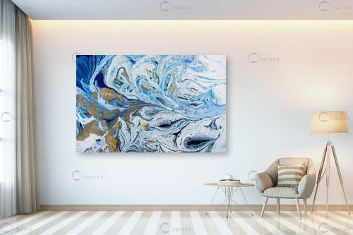 Liquid dream 2 - Artpicked - חדר שינה כחול עמוק אבסטרקט מודרני  - מק''ט: 331029
