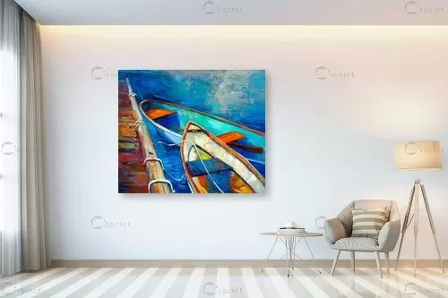 נוף עם סירות 2 - Artpicked - ציורי שמן  - מק''ט: 334857