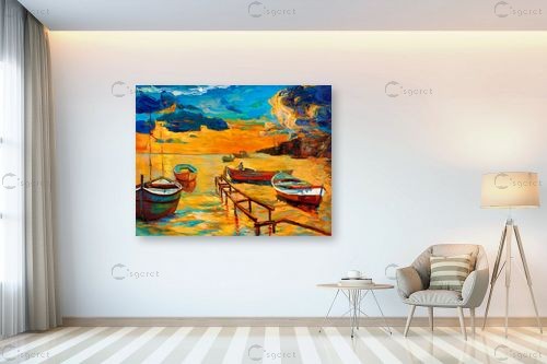 נוף עם סירות 5 - Artpicked - תמונות צבעוניות לסלון ציורי שמן  - מק''ט: 334860