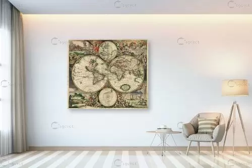 מפת עולם עתיקה משנת 1689 - מפות העולם - מפות עתיקות  - מק''ט: 351166
