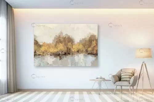 השתקפות מוזהבת בנהר – Silvia Vassileva | תמונה לקיר בסגנון כפרי