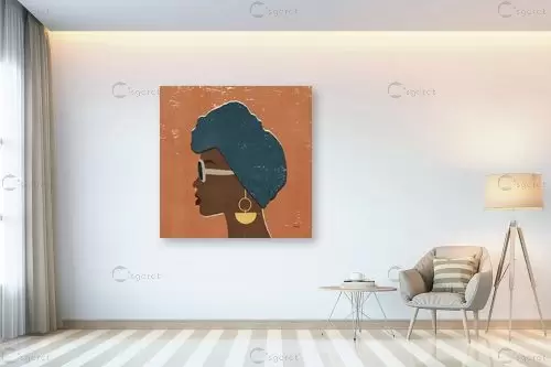 אפריקאית כחול עם עגיל צהוב - Moira Hershey - חדר שינה בסגנון אקלקטי סטים בסגנון מודרני  - מק''ט: 364094