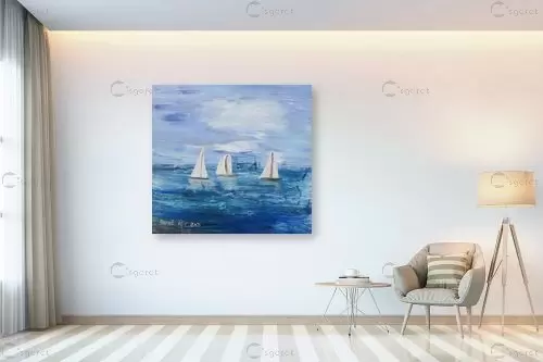 סירות בים - ורד אופיר - תמונות ים ושמים לסלון  - מק''ט: 375142