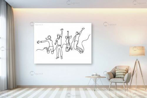 משפחה זאת שמחה ציור בקו אחד – Artpicked Modern | תמונה לקיר בסגנון מינ