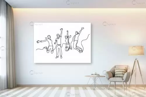 משפחה זאת שמחה ציור בקו אחד – Artpicked Modern | תמונה לקיר בסגנון מינ