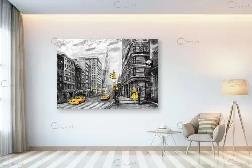 לתפוס מונית בניו יורק - Artpicked Modern - תמונות אורבניות לסלון  - מק''ט: 376468